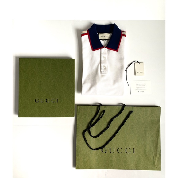Authentic Men's Gucci Cotton polo with Gucci stripe asain 3xl - Picture 7 of 11